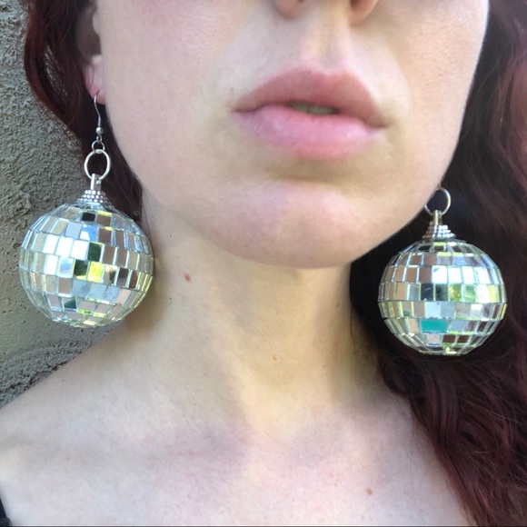 Jewelry - Disco ball drop earrings edc rave festival outfit